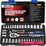 Epauto 40 Pieces 1/4-INCH & 3/8-INCH Drive Socket Set With 72 Tooth Reversible. Fixed Price $46.08.