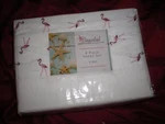 Nip Coastal Embroidered Pink Flamingo Sheet Set 1FIT 1FLAT 2KING Pillow. Fixed Price $72.99.
