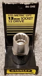 Stanley Standard Metric 12 Point 13MM Socket 1/2 Inch Drive 86-545. Fixed Price $6.00.