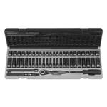 Grey Pneumatic 53PC 1/4" 6PT Sae & Metric+short Deep Duo-socket Set #89653CRD. Fixed Price $288.29.