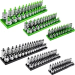 Sae And Metric Socket Tray Set, 1/4", 3/8 1/2" Drive, 6 Piece Green/black. Fixed Price $49.99.
