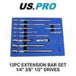 Us Pro Tools 12PC Socket Extension Bar Set 1/4" 3/8" 1/2" Dr In Foam Tray 4234. Fixed Price $29.09.