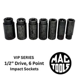 Mac Tools Vip Series 1/2 Drive 6-POINT Sae Impact Socket Set 7 Pc Usa. Fixed Price $74.95.