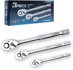 Ryrura 24TOOTH 3PC Drive Ratchet WRENCH,QUICK-RELEASE&REVERSIBLE,1/4''3/8''1/2''. Fixed Price $34.95.
