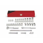 Wright 346 3/8" Drive 32PC 12PT Standard/deep/flex Socket Set In Metal Toolbox. Fixed Price $626.54.