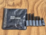 Nos Sears Craftsman 6PC. Screwdriver Bit Set 3/8" W/original Pouch 42686. Fixed Price $44.99.