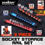 3PC Double Sided Socket Sliding Rail Holder Organizer Industrial Abs 1/4 3/8 1/2. Fixed Price $19.99.