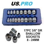 Us Pro Tools 17PC 3/8 Dr Shallow Sockets Set, Point 8-24MM 1376. Fixed Price $15.58.