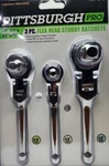3 Piece Stubby Flexible Swivel Head Ratchet Set- Sizes Chrome. Fixed Price $24.99.