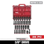 Milwaukee Shockwave 3/8 In. Drive Metric & Sae Deep Well Impact Socket Set 36-PC. Fixed Price $179.95.