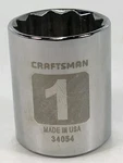 Craftsman Socket - 1" 1/2" Drive 12 Point Standard Tool #34054. Fixed Price $7.54.