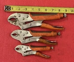 Pittsburgh 3-PIECE Set Curved Jaw Locking Pliers Orange Handles. Fixed Price $18.99.