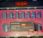 Icon Professional 13PC Sae 1/2" Drive Standard Socket Set New #462021. Fixed Price $85.00.