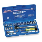 Westward 4PL99 Socket Wrench Set, Sae, 1/4", 3/8" Dr, 23 Pc. Fixed Price $50.39.