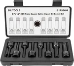 8PIECE Impact Xzn Triple Square Spline Bit Socket Set 1/2 Inch Drive M5M18 Crmo. Fixed Price $41.93.