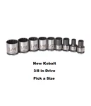 New... Kobalt 3/8" Drive - Standard Socket Tool Spline 12 Point Any Size 3C. Fixed Price $5.44.