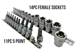 25 Pc E-torx (star) Point MALE/6 Female Socket Set + Rails New. Fixed Price $29.99.