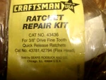 Craftsman Ratchet Repair Kit 43436 Fine Tooth Quick Release. Fixed Price $30.00.