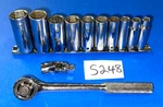 Proto Tools 12 Piece 3/8 Drive Ratchet & Universal + Sae. 6-PT Deep Socket Set. Fixed Price $130.00.