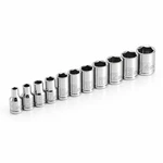 Powerbuilt 11 Piece Shallow Socket Set, 1/4-INCH Drive, Metric, Silver. Fixed Price $13.29.