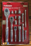 Husky 14-PIECE Ratchet And Accessory Set 1/4"-DRIVE 3/8"-DRIVE 1/2"-DRIVE. Fixed Price $64.99.