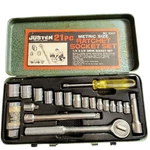 Justen 21PC. Metric Ratchet Socket Set NO.4337 Made In Taiwan. Fixed Price $9.99.