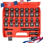18-PIECE 1/2" Drive Shallow Impact Universal Joint Metric Swivel Socket Set. Fixed Price $65.99.