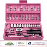 46-PIECE Ratchet Wrench Set With Metric Sockets And Pink Storage Case. Fixed Price $35.52.