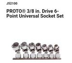 J52100PROTO 3/8 In. Drive 6-POINT Universal 7 Pc Socket Set. Fixed Price $300.00.