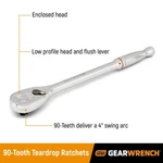 Gearwrench 81360T - 1/2" 90 Tooth Long Handle Teardrop Ratchet 15". Fixed Price $84.50.