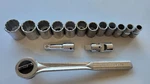 Vtg Craftsman 15PC 1/2" Drive Sae 12PT Socket Set With Ratchet & Extension, Usa. Fixed Price $49.95.