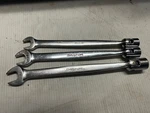 Snap On 13-14-15 Metric 12 Pt Swivel Flex Head Open End Wrench Set Lot. Fixed Price $82.00.