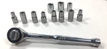 Husky 1/4" Drive-thumb Wheel-quick Release Rachet Wrench 20202 & Extra Sockets. Fixed Price $24.99.
