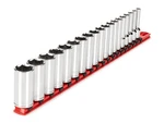 Tekton 3/8 Inch Drive Deep 6-POINT Socket Set With Rail, 19-PIECE (6-24 Mm) .... Fixed Price $90.26.
