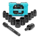 Duratech 12PCS 1/2IN Drive Impact Socket Set 10-24MM Metric & Adapter/extender. Fixed Price $44.95.