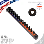 13PC Female Torx Star Socket Set Rail E4-E20 Driver 3/8" 1/4" Impact Adapter. Fixed Price $13.59.