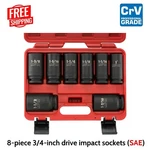 8PC Heavy Duty 3/4" Drive Deep Impact Socket Set Sae Auto Shop Garage Mechanic. Fixed Price $112.14.