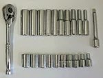 Stanley 22PC 1/4" Drive Sae 6PT Deep & Standard Socket, Ratchet Extension Lot. Fixed Price $24.99.