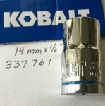 Kobalt 14MM X 1/2 Dr Metric Socket 12 Pt 337761 Free Shipping. Fixed Price $9.96.