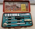 Vintage 1978 Royal Tools 1/4" And 3/8" Drive Ratchet Socket Set, 21 Pcs, Japan. Fixed Price $30.00.