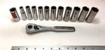 Craftsman 3/8 Usa - Vm 44811 Ratchet + Pc 6 Pt Metric Deep G Sockets 5/8 Sp. Fixed Price $75.95.