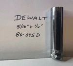 Dewalt 5/16" X 1/4" Dr Deep Polished Chrome Socket 86-045D 6PT Free Shipping. Fixed Price $9.96.