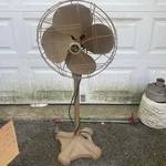 Rare Emerson Electric Pedestal Floor Fan 77648-AW, 3 Speed, Oscillating Art Deco. Fixed Price $750.00.