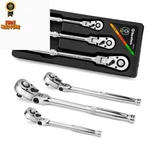 Duratech 3-PIECE Flex-head Ratchet Set, 1/4", 3/8", 1/2" Drive, Silver. Fixed Price $87.99.