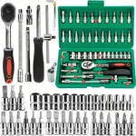 46PCS Mechanic Tool Kit 1/4" Drive Socket Set Metric Ratchet Wrench Auto Repair. Fixed Price $15.95.