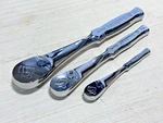 Nos Armstrong Tools Usa 3PC Full Polish Chrome Ratchet Set, 1/4, 3/8, 1/2" Drive. Fixed Price $289.99.