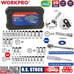 Workpro 39PCS 1/4" 3/8" Drive Socket Set 6-8 Point Ratchet Metric Sae. Fixed Price $27.99.