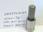 Craftsman 10MM 3.8" Dr Hex Bit Socket Cmmt 42679 Free Usa Shipping. Fixed Price $9.96.