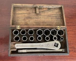 Frank Mossberg Socket Wrench Set No. 13 W/ Ratchet 355 And Original Wood Box. Fixed Price $199.99.