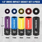 Workpro 5 Pieces 1/2 Inch Drive Impact Lug Nut Socket Set Thin Wall. Fixed Price $36.99.